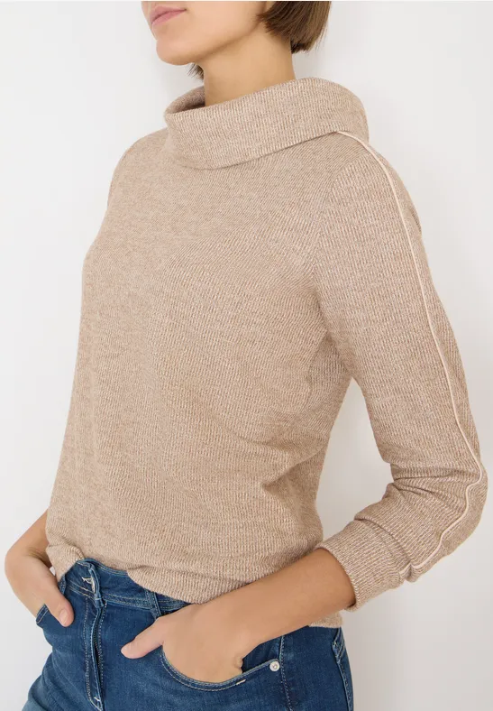 Gemêleerd shirt met tape urban taupe melange