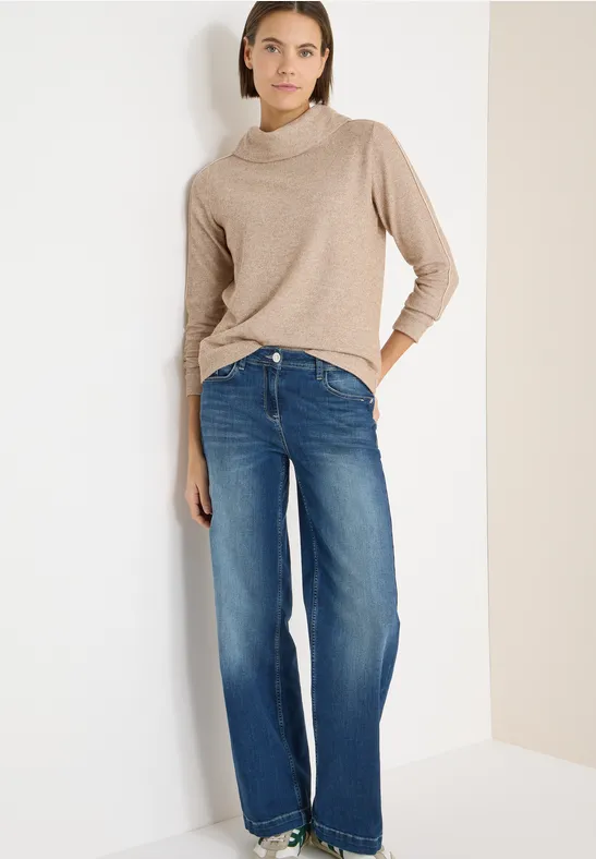 Gemêleerd shirt met tape urban taupe melange