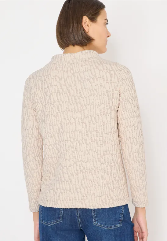 Jacquard Funnel Neck Shirt pearl beige