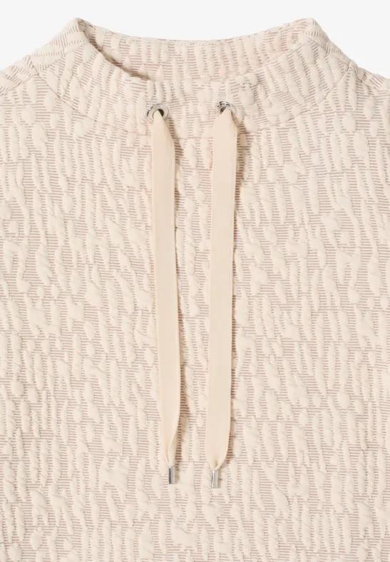 Jacquard Funnel Neck Shirt pearl beige