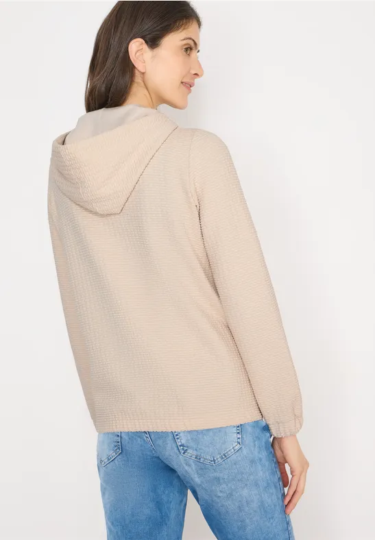 Jas met capuchon en structuur pearl beige
