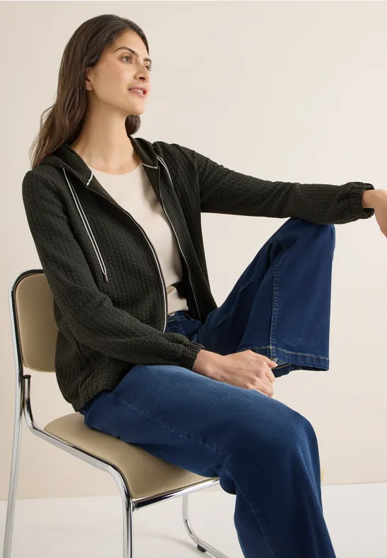 Jas met capuchon en structuur raw khaki