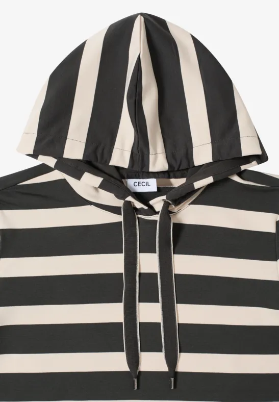 Gestreiftes Hoodie-Shirt raw khaki