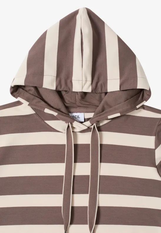 Gestreiftes Hoodie-Shirt urban taupe