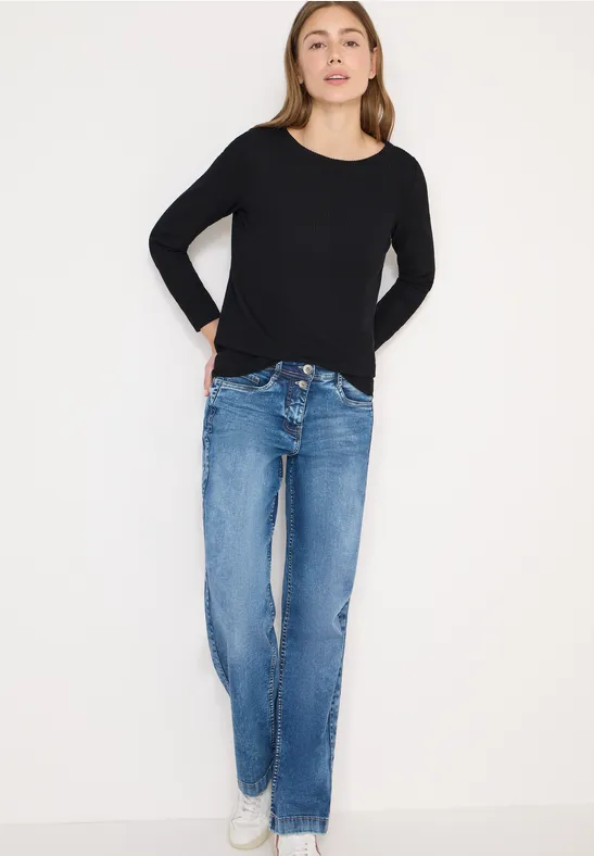 Getextureerd shirt met lange mouwen Black