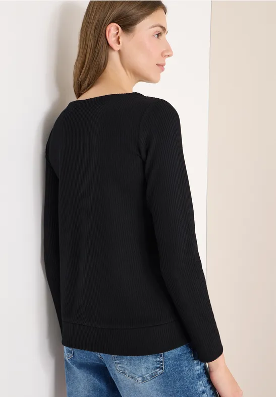 Getextureerd shirt met lange mouwen Black