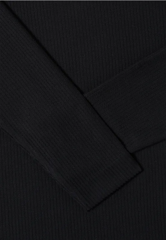 Getextureerd shirt met lange mouwen Black