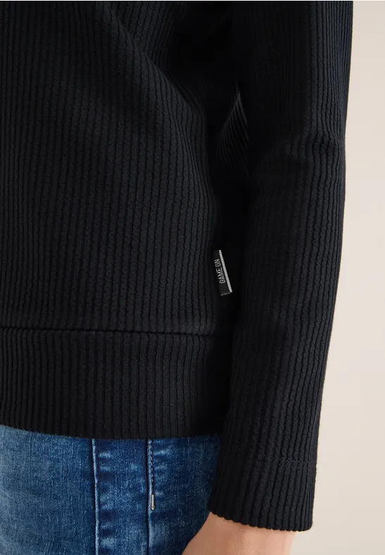 Getextureerd shirt met lange mouwen Black