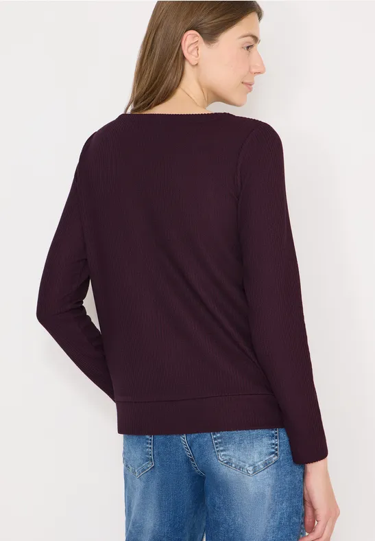 Getextureerd shirt met lange mouwen eggplant red