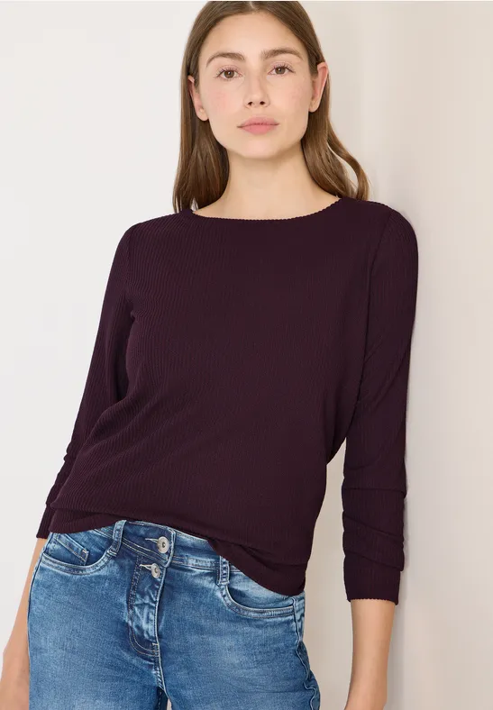 Getextureerd shirt met lange mouwen eggplant red