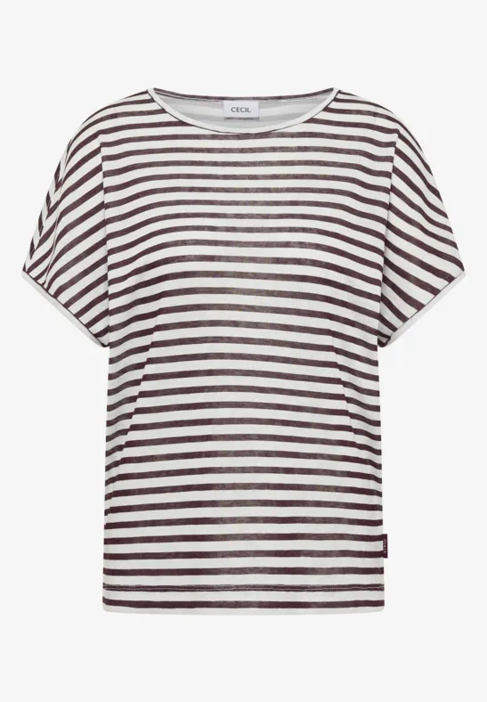 T-shirt à col bateau et à rayures rich burgundy