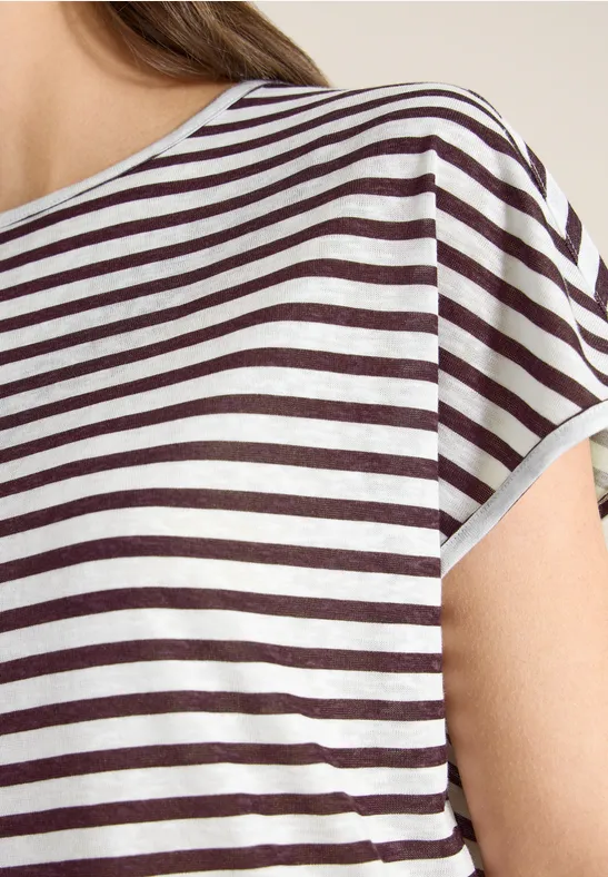 T-shirt à col bateau et à rayures rich burgundy
