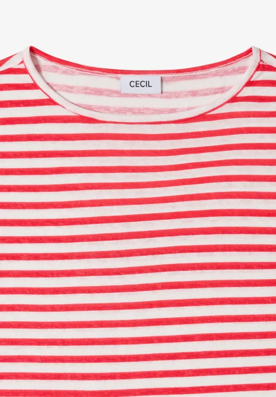 T-shirt à col bateau et à rayures fresh red