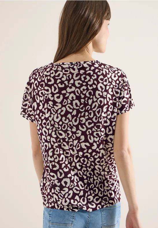 T-shirt look lin avec imprimé léopard rich burgundy