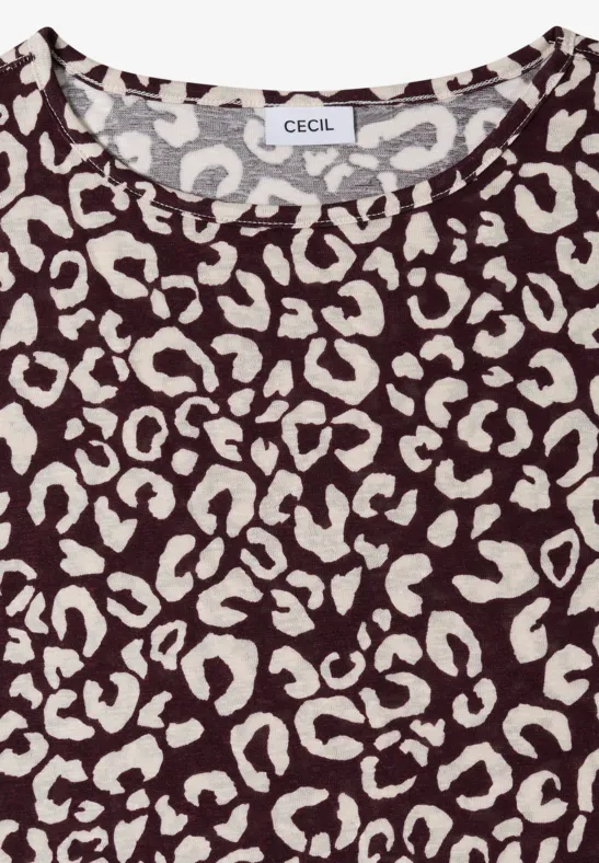 T-shirt look lin avec imprimé léopard rich burgundy