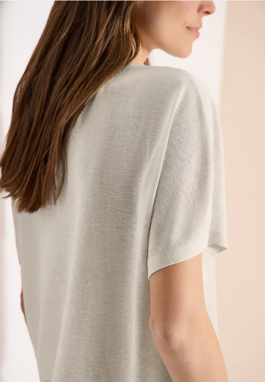 Shirt met overhangende schouders in linnenlook macadamia beige