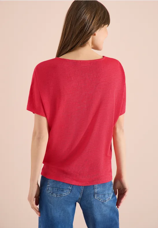 Dropped Shoulder Shirt in Leinen-Optik fresh red