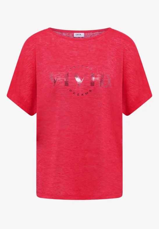 Dropped Shoulder Shirt in Leinen-Optik fresh red