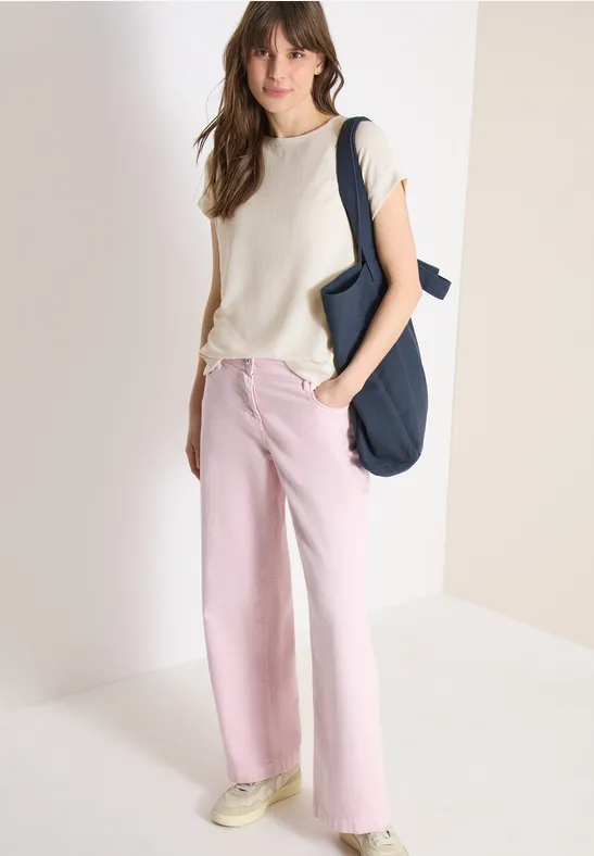 T-shirt avec boatneck au look tricoté macadamia beige