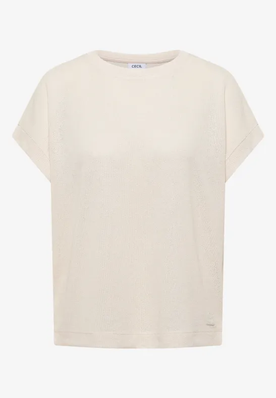 T-shirt avec boatneck au look tricoté macadamia beige