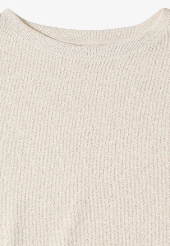 T-shirt avec boatneck au look tricoté macadamia beige
