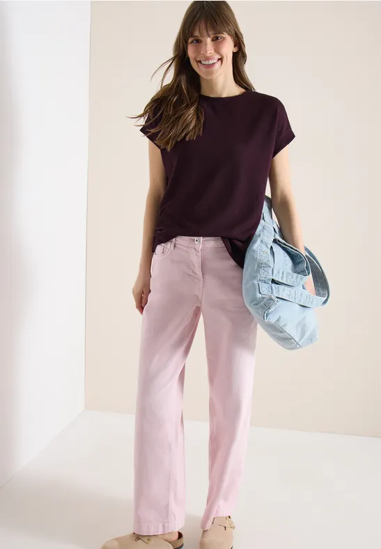 T-shirt avec boatneck au look tricoté rich burgundy