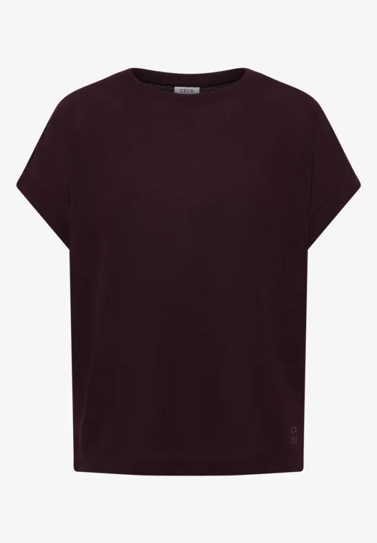 T-shirt avec boatneck au look tricoté rich burgundy