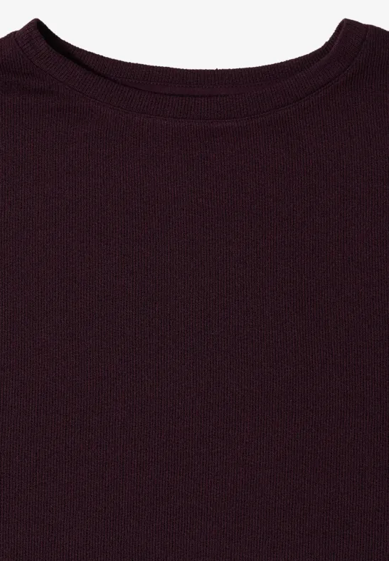 T-shirt avec boatneck au look tricoté rich burgundy