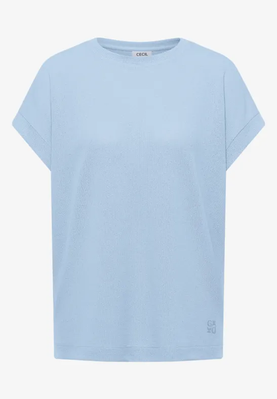 T-shirt avec boatneck au look tricot fresh water blue