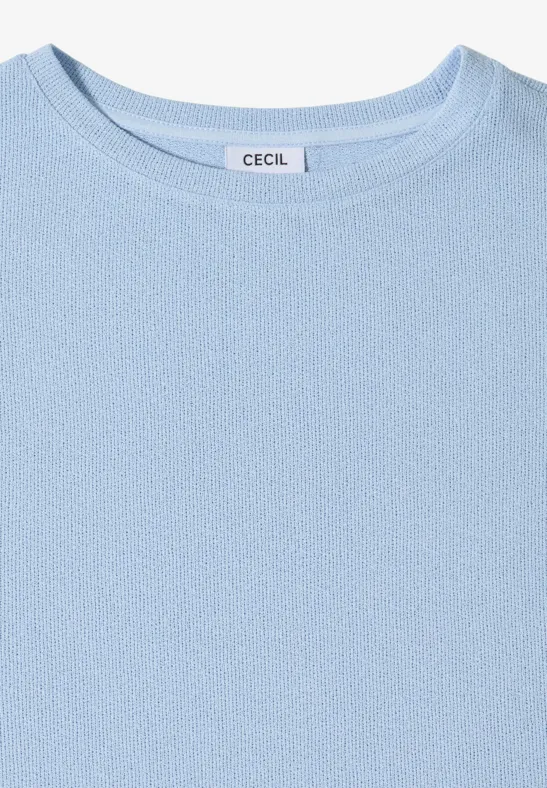 T-shirt avec boatneck au look tricot fresh water blue