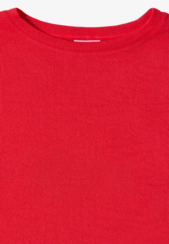 T-shirt avec boatneck au look tricoté fresh red