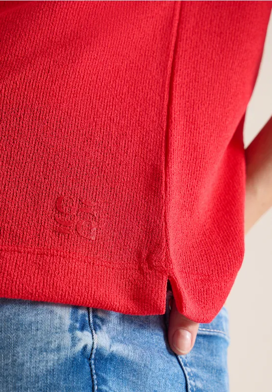 T-shirt avec boatneck au look tricoté fresh red