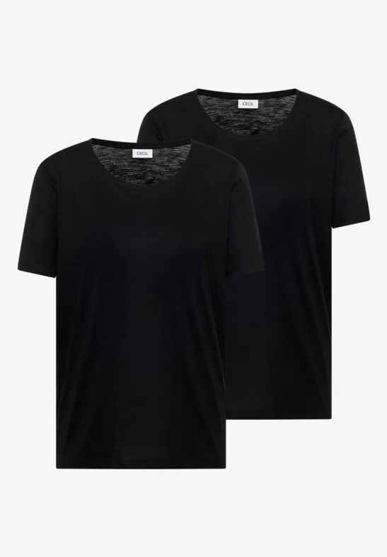 Basic T-Shirt mit Rundhals im 2er-Pack black/black