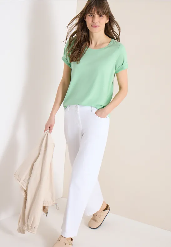 T-shirt basique à col rond en pack de 2 grain beige/juicy lime