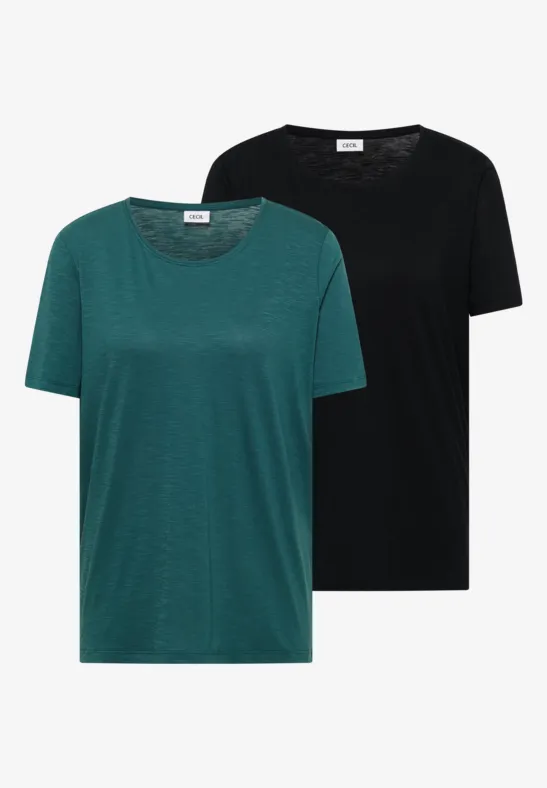 T-shirt basique à col rond en pack de 2 jungle green/universal blue