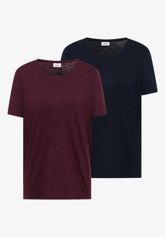 T-shirt basique à col rond en pack de 2 sweet grape red/universal blue