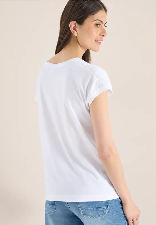 Shirt met korte mouwen en rimpels White