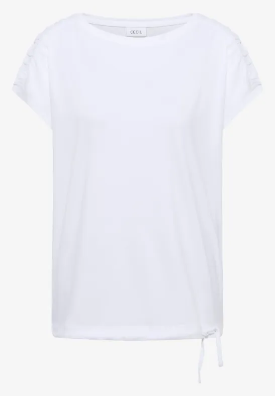 Shirt met korte mouwen en rimpels White