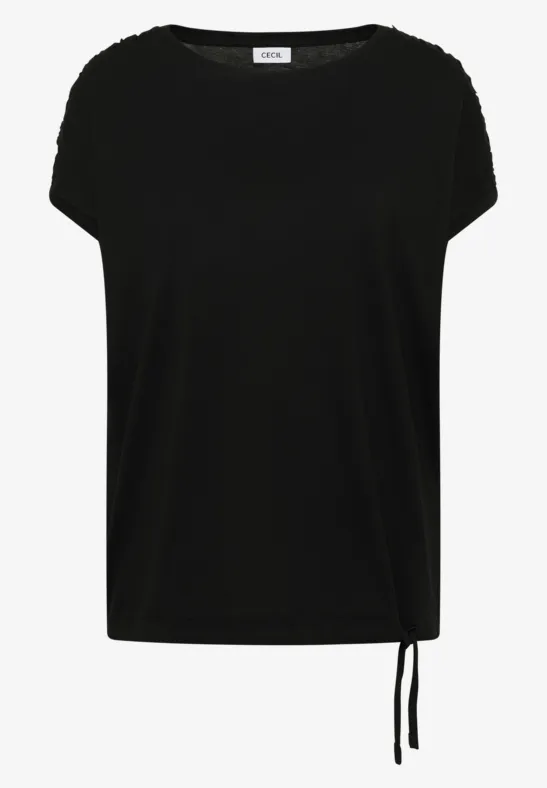 Shirt met korte mouwen en rimpels Black