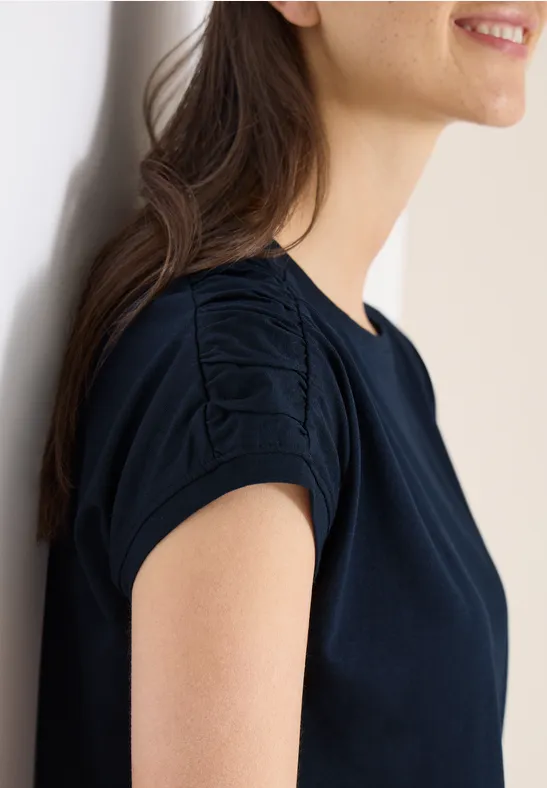 Shirt met korte mouwen en rimpels universal blue