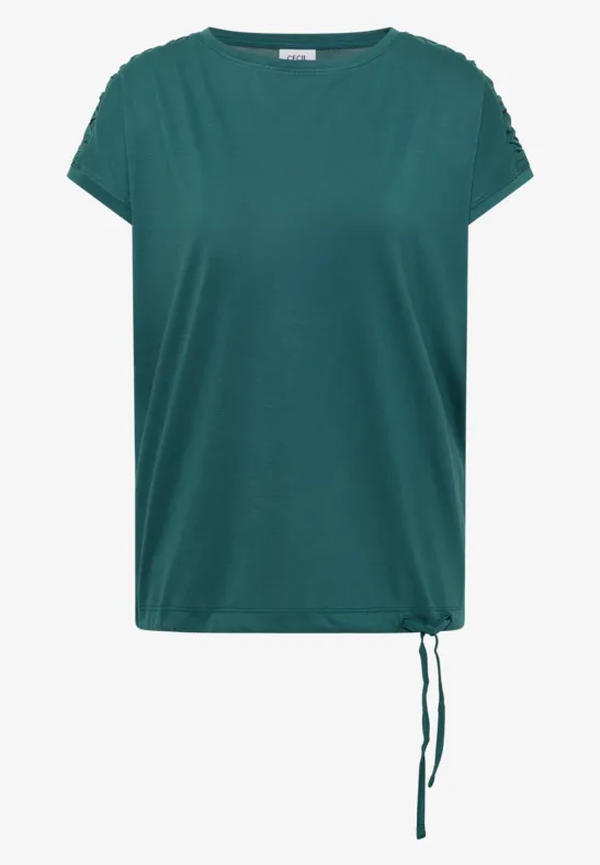 T-shirt à manches courtes avec fronces jungle green