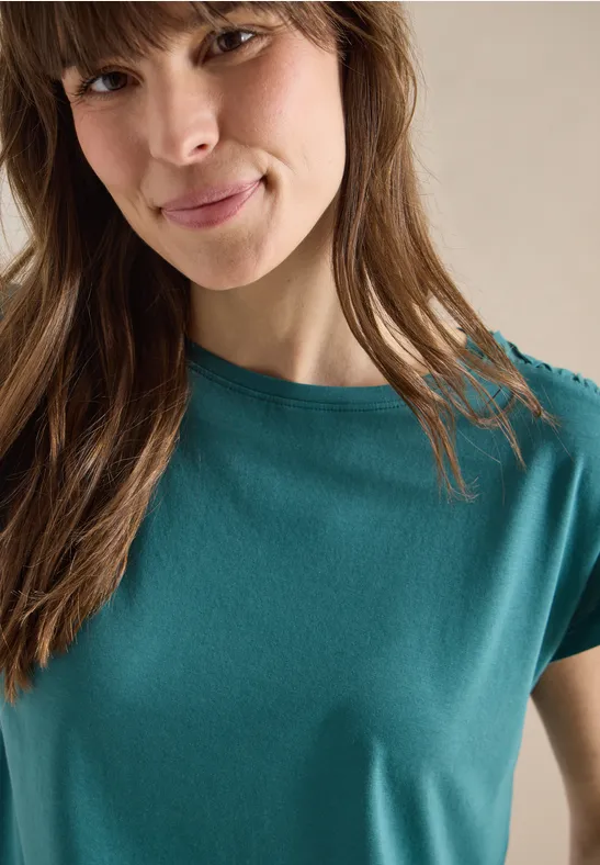 T-shirt à manches courtes avec fronces jungle green