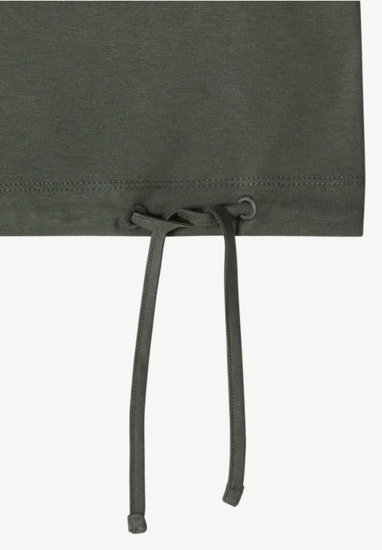 Kurzarm Shirt mit Raffung khaki