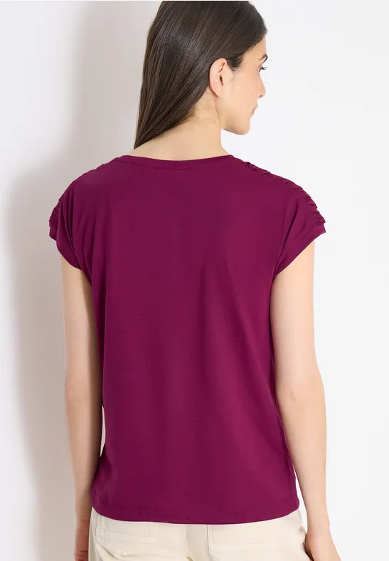Kurzarm Shirt mit Raffung magenta purple