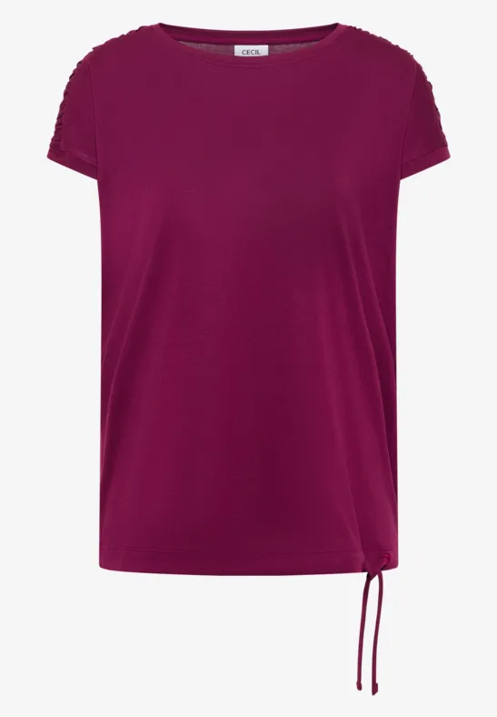 Kurzarm Shirt mit Raffung magenta purple