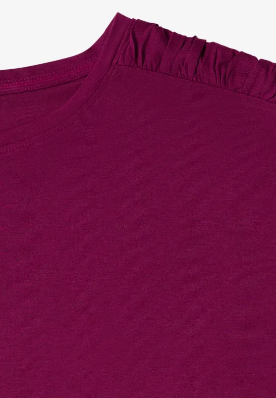 Kurzarm Shirt mit Raffung magenta purple