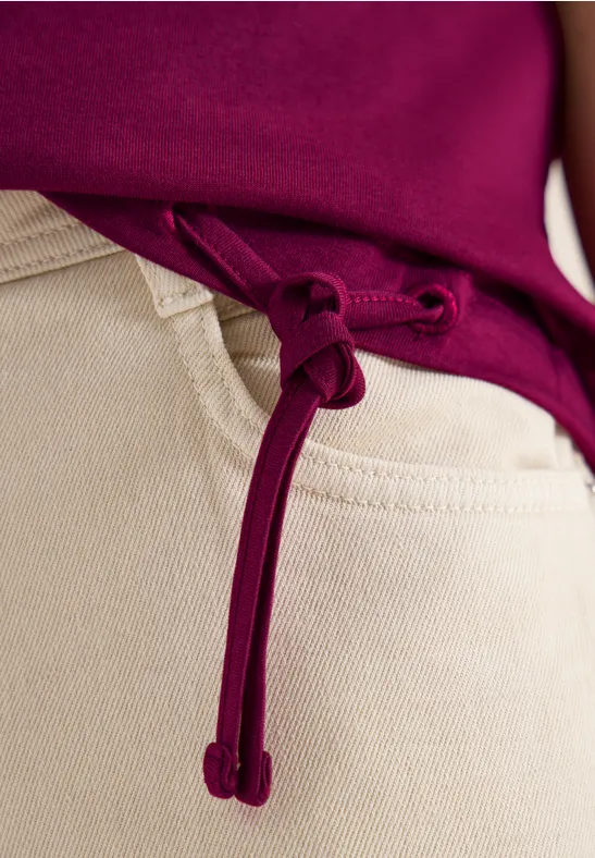 Kurzarm Shirt mit Raffung magenta purple