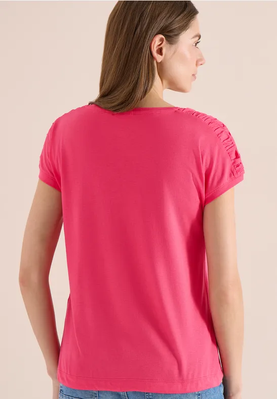Kurzarm Shirt mit Raffung geranium red