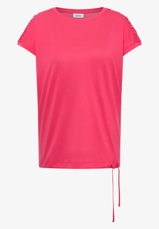Kurzarm Shirt mit Raffung geranium red
