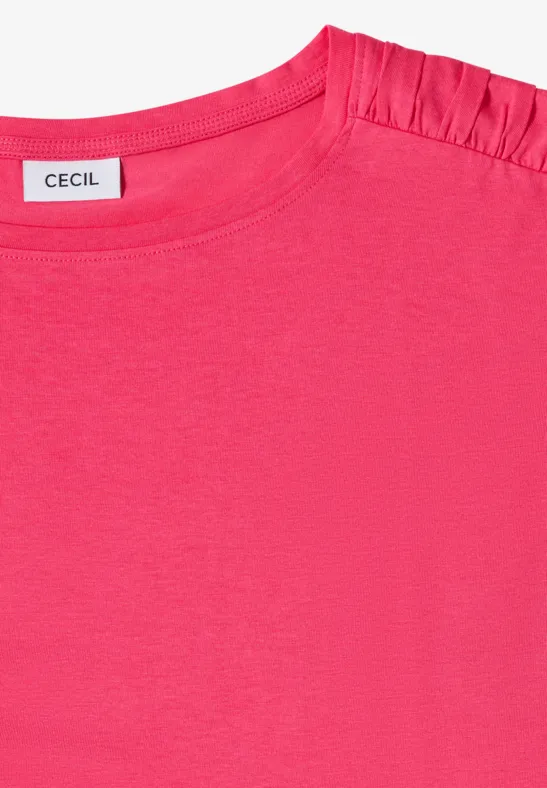 Kurzarm Shirt mit Raffung geranium red